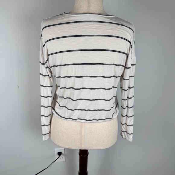 Green Envelope Long Sleeve Striped Front Tie Shirt - Picture 3 of 4